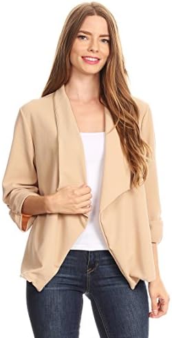 Women's Solid & Printed Open Blazer Cardigan Jacket/Made in USA