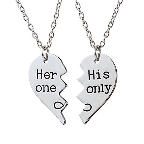 2pcs Her one His Only Couple Necklaces Split Broken Heart Infinity Pendant Family Friend Valentine Gift