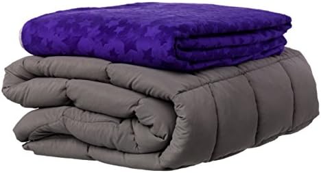 SUPER SOFT Weighted Blanket INCLUDES COVER- 15lb 48” x 72” Gravity Blanket for Stress Relief- Weighted Blanket for Kids or Adults. Aids with Insomnia, ADHD and PTSD. Stress Relief (Violet, 15lb)