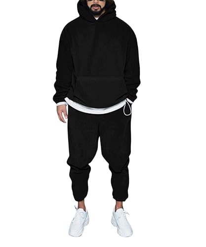 Esobo Track Suits for Men Set Piece Fleece Hoodies and Jogging