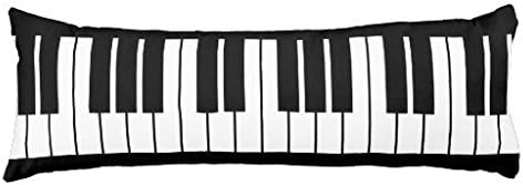 Eongo Piano Keys Body Pillow Case for Teacher or Student Cotton Pillow Cover 54x20 inch