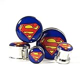 Superman Screw-on plugs 316l Surgical Steel Nickle Free (1 Pair) Different Sizes Available