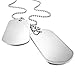 INBLUE Men's 2 PCS Alloy Pendant Necklace Silver Tone Army Double Dog Tag 27 Inch Chain