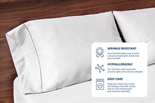 Grace Premium Microfiber Sheet Set - Super Soft, Deep Pocket, Embellished with Hypoallergenic, Wrinkle Resistant and Fade Resistant Brushed Microfiber â€“ 4 Piece Set (Full, Silver)