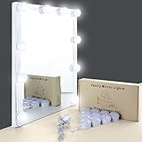 Mirror Lights, UNIFUN Hollywood Style LED Makeup Mirror Lights with 10 Dimmable Bulbs, USB Powered Flexible Lighting Fixture 7000K for Bathroom, Makeup Dressing Table (Mirror Not Include) (Button)