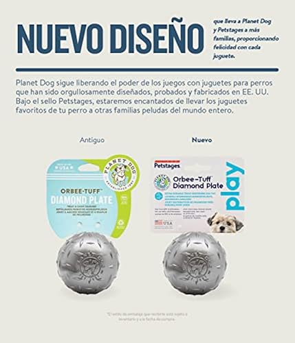 Planet Dog Orbee-Tuff Diamond Plate Silver Treat-Dispensing Dog