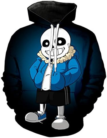 MaeFte Undertale Sweater Blue Cosplay Coustumes Sans Skull Hoodie (S, Blue 2)