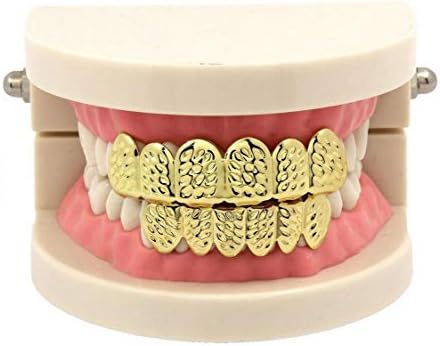 Daycindy 14k Gold Plated Hip Hop Grills Teeth Grillz Top Bottom Set