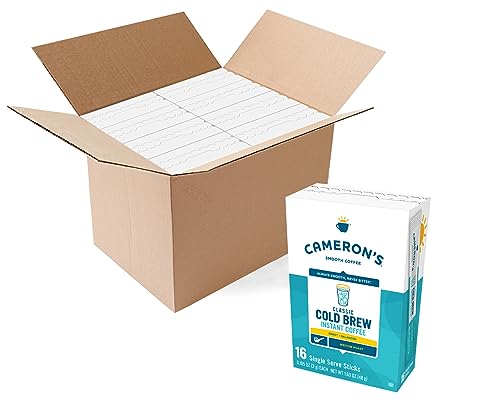 CAMERON’S COFFEE CLASSIC COLD BREW INSTANT SINGLE SERVE STICKS, MEDIUM ROAST , 100% ARABICA , 128 COUNT