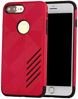 iPhone7 Plus Armor Case, Yishun Fashion Cool Hybrid Dual Layer Silicone Plastic Protective Shell Slim Armour Protection Cover Skin Case for Apple iPhone 7 Plus 5.5'' (Rose-Carmine)