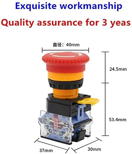 Taiss/AC 440V 10A Red Mushroom Emergency Stop Push Button Switch 22mm NO NC Pushbutton Switches LA38-11ZS - Image 3