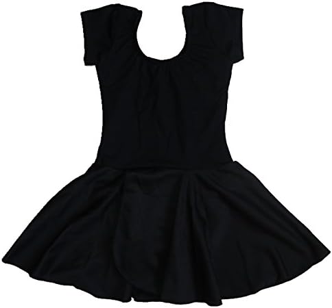 Lovelyprincess Black Classic Short Sleeve Leotard Tutu Dress,Size For 6-8T