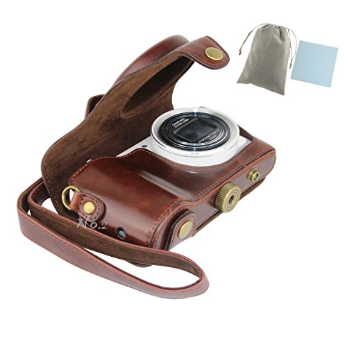 No.2 Warehouse PU Leather Camera case Bag for Samsung Galaxy GC100 EK-GC100 GC110 GC200(Dark Brown)+ a Piece of Clean Cloth