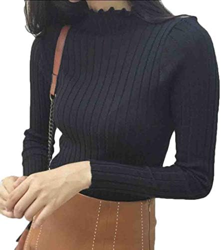 EKU Women's Winter Sweaters Slim Pullover High Neck Long-Sleeved Jumper