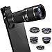 iPhone Lens Kit, 6 in 1 Cell Phone Camera Lens with 18X Zoom Telephoto Lens/Fisheye/Wide Angle& Macro Lens(Screwed Together)/Teleconverter/CPL, Compatible iPhone, Samsung & More