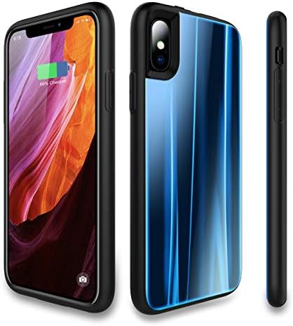 Bormmie Battery Case for iPhone X,3600mAh Portable Protective Charging Case Slim，Extended Rechargeable Battery Pack Charger Case, Compatible with Wire Headphones and Sync Through (Blue)