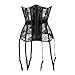 Shymay Women's Lace Waist Cincher Underbust Steel Boned Corset with Garter Belt, Black, X-Large