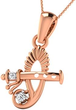 Silvernshine Jewels 0.05Ct Sim Diamond Krishna Flute Pendant with 18" Chain 14K White Gold Plated Silver