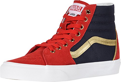 Vans - Unisex-Adult SK8-Hi Shoes, Size: 3.5 D(M) US Mens/5 B(M) US Womens, Color: (Marvel) Captain Marvel/True White