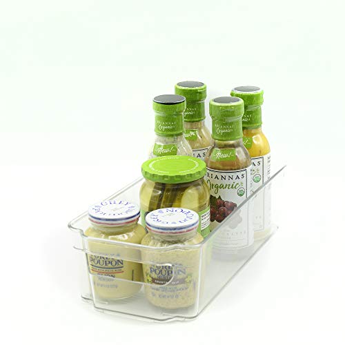 Organizer Bins, Stackable, Set of 4, Clear Storage Containers for