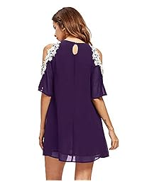 Aofur - Vestido de verano de gasa con encaje, para mujer, de manga fría, informal, tallas S a XXXXL, vestido de fiesta elegante