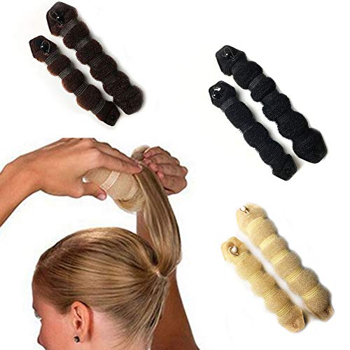 Hot Bun for Hair, 2PCS Magic Hair Styling Styler Hot Hair Donut Bun Ring Styler Maker,Big + Small(19cm+24cm,Brown)