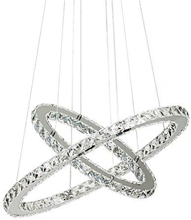 Chandeliers Ceiling Lights Crystal, Crystal Hanging Ceiling Lamp 2 Rings 60 Centimeter