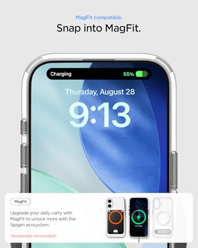 Spigen Ultra Hybrid S MagFit for iPhone 17 case cover with Kickstand [MagSafe compatible] - Clear White