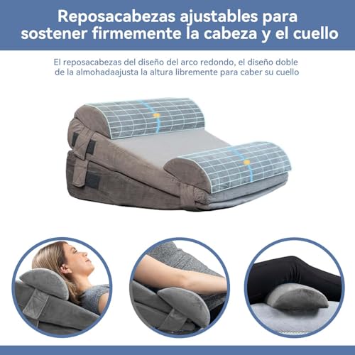 Unicame Conjunto de 4 Almohadas Ortopédicas en Cuña para Cama,Almohada de Cuña para Dormi Recuperación Postoperatoria,Mitigación de Reflujo Ácido y Gastroesofágico (Espuma de Poliuretano, 4)