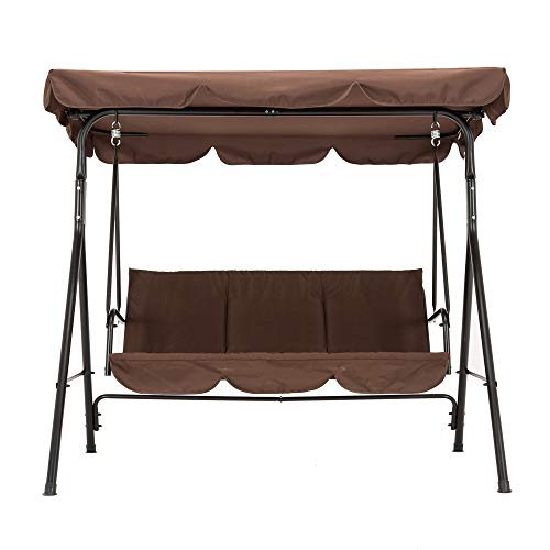 M MCombo 3-Sitzer Hollywoodschaukel Gartenschaukel Gartenliege Schaukelbank 8003 (Braun) – Bild 4