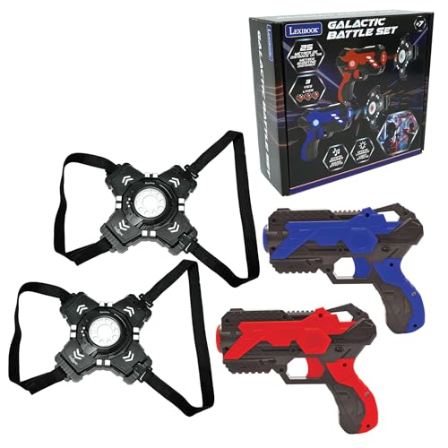 Lexibook, Galactic Battle Set, Gioco di laser tag con 2 pistole laser e 2 armature incluse, Tiro fino a 25 metri di distanza, Effetti sonori e luminosi, JG250