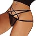 10AGIRL Women's Black Charming Thong Lingerie Lace G-String T-Back Panties Strappy Body Harness Panties (C-Black, Small)