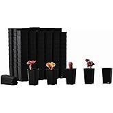 BangQiao 180 Pack 1.95 Inch Tiny Black Plastic Square Nursery and Seedling Pot, Mini Deep Transplant Seed Starter Planter with Drain Hole for Germination, Herb, Succulent