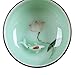 DELIFUR Porcelain Chinese Long-quan Celadon Teacup,kungfu Teacup, Fishes and Lotus Pattern,set of 5