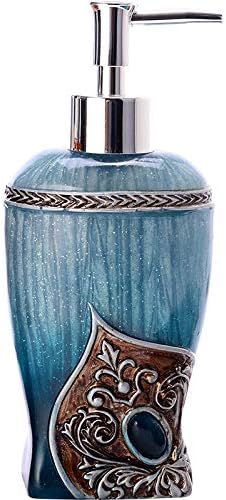 WISHLOL Bathroom Decorative Floral Resin Liquid Soap Box Dispenser, Lotion Dispenser Pump Holder for Kitchen, Bath, Vanities Or Countertop Elegant Bathroom Decor Brown/Blue (Blue)