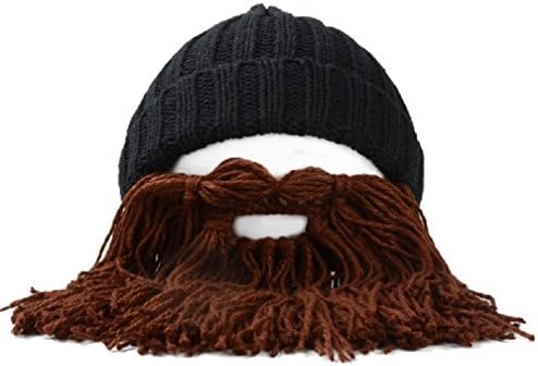 Lamaara Mens Knitted Hat, Funny Beard, Wool Cap,Props Hat,Funny Cap