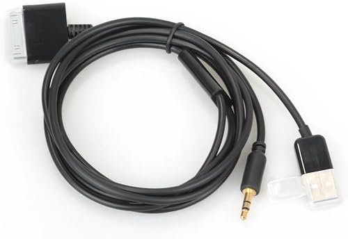 OKEBA Black USB Line Out Dock Cable 3.5mm AUX Audio Charger Cable for iPod iPhone 2G/ 3G/ 3GS/ 4G/4S