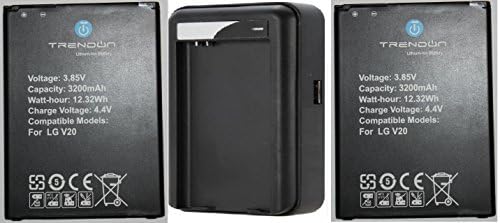 TrendON 2x 3200mAH Li-ion spare replacement battery 1 Charger kit for LG V20 [12-Month Warranty] (2 Batteries 1 Charger)