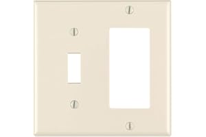 Leviton Decora 2-Gang, 1-Toggle 1- Switch Combination Wallplate, Standard Size, Thermoset, Device Mount, 80405-00T, Light Alm