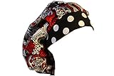 Scrub Hat Chemo Cap Bouffant Style MANY Color Options Available (Red Silver Floral/Dot)