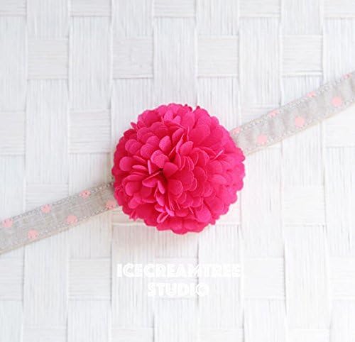 Pom Pom Bloom Collar Slide On, Flower Collar Accessories, Corsage Accessories, Collar Add On, Pom Pom - Hot Pink