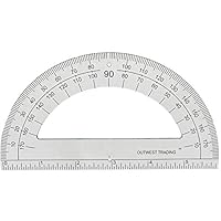 OUTWEST TRADING Plastic Student Math Protractor 180 Degrees with 6 Inch Ruler, Set of 36