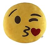 KINREX Emoji Pillow Toys For Kids And Adults - Blowing Kisses Yellow Pillow Cushion - Birthday Presents For Boys, Girls, And Adults - 35 cm