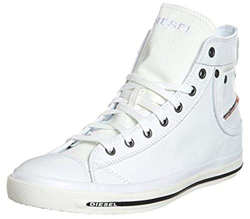 Diesel Exposure iv White Black New Womens Leather Hi Top Trainers Shoes Boots