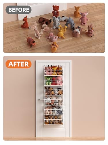 Wakaye Door Hanger Organizer - 6-Tier Cuddly Toy Storage Bathroom Organizer and Storage, Swing Proof Hanging Organizer for Toys/Baby Items (Clear)
