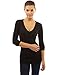 PattyBoutik Women V Neck Ribbed Tunic Knit Top (Black Small)
