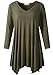 LARACE Womens V-Neck Plain Swing Tunic Top Casual T Shirt(2X, Army Green)