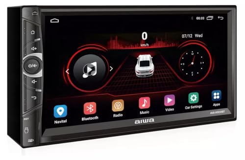 Aiwa Autoestéreo AW-A502BT 2DIN Pantalla QLED 7” HD Android 11 Bluetooth WiFi GPS USB AUX 4×50W Compatible con CarPlay Android Auto Navegación Inteligente