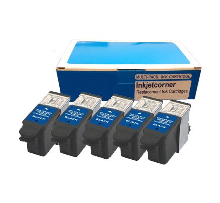 Inkjetcorner 5 Pack BLACK Compatible Dell Series 21 22 23 24 Printer Ink Cartridge for Dell V313w V515w V715w All-In-One Photo Printers