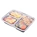 HoleCards Meal Prep Containers BPA Free 3 Compartment Microwave Safe Reusable Food Storage Containers with Lids (34oz, Set of 17)